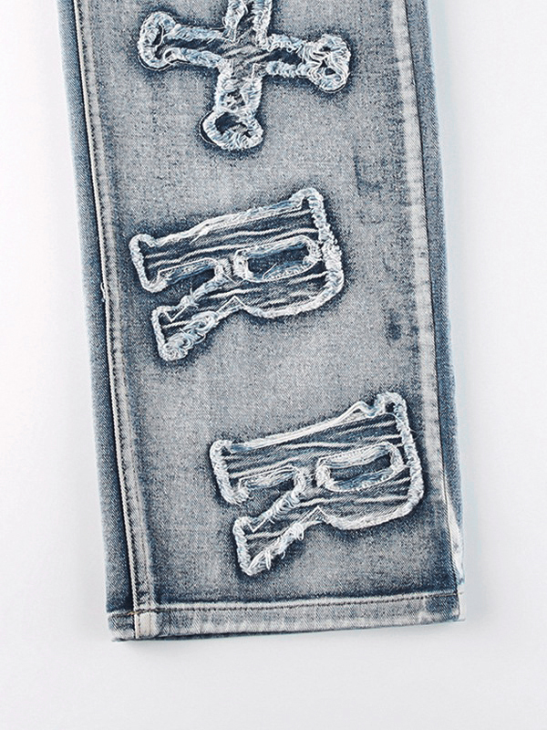 Letter Patch Faded Boyfriend Jeans-6