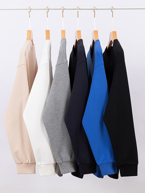 Men’s Solid Color Twill Crew Neck Oversized Hoodie-3