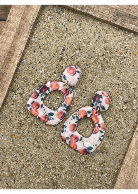 Visací náušnice s broskvovým potiskem-2