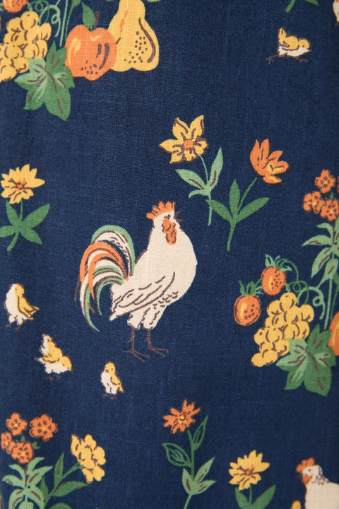 Zúžené bavlněné kalhoty s potiskem kuřat-1